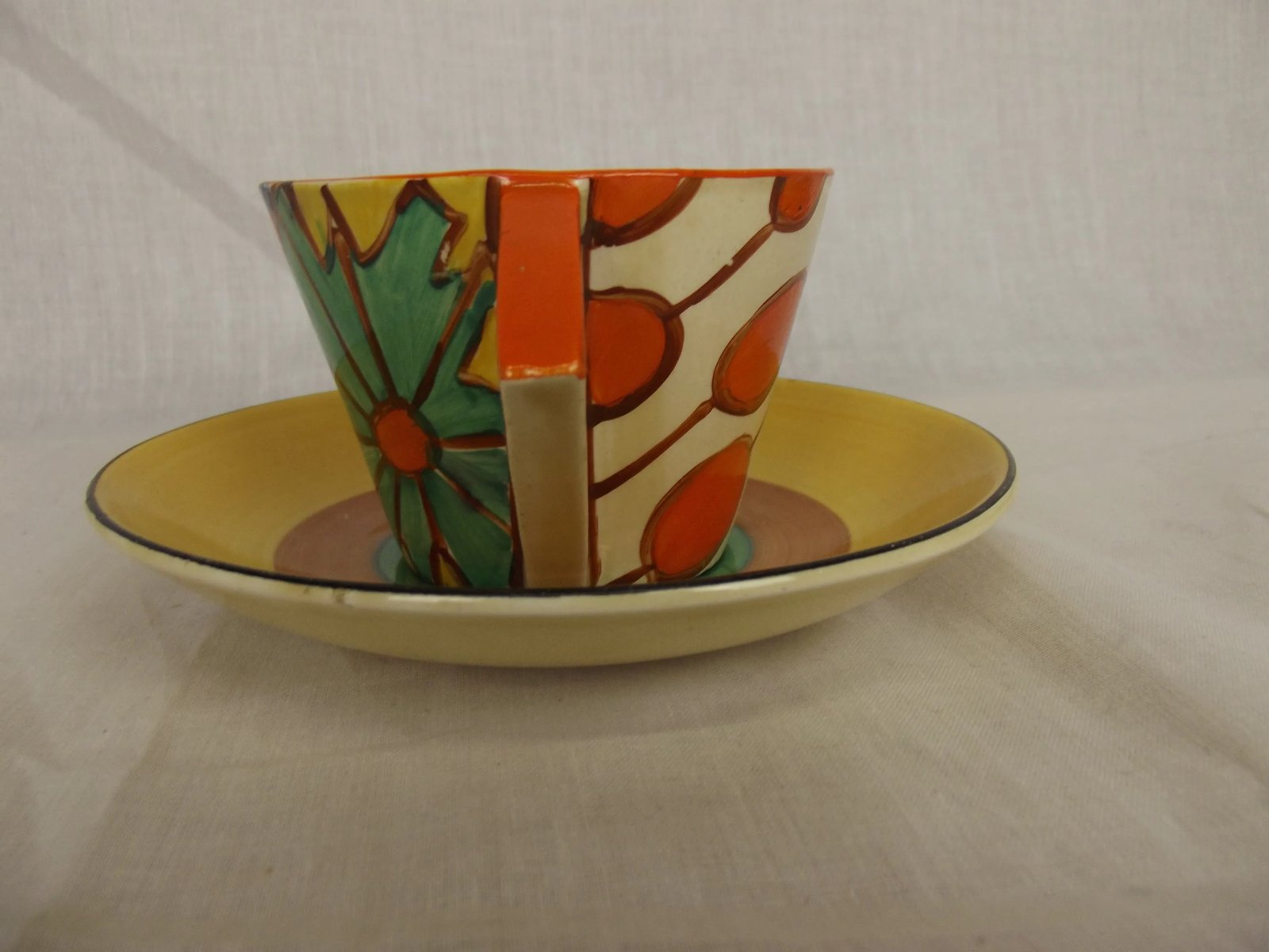 Clarice Cliff Umbrellas And Rain Tea Cup & Gayday Saucer