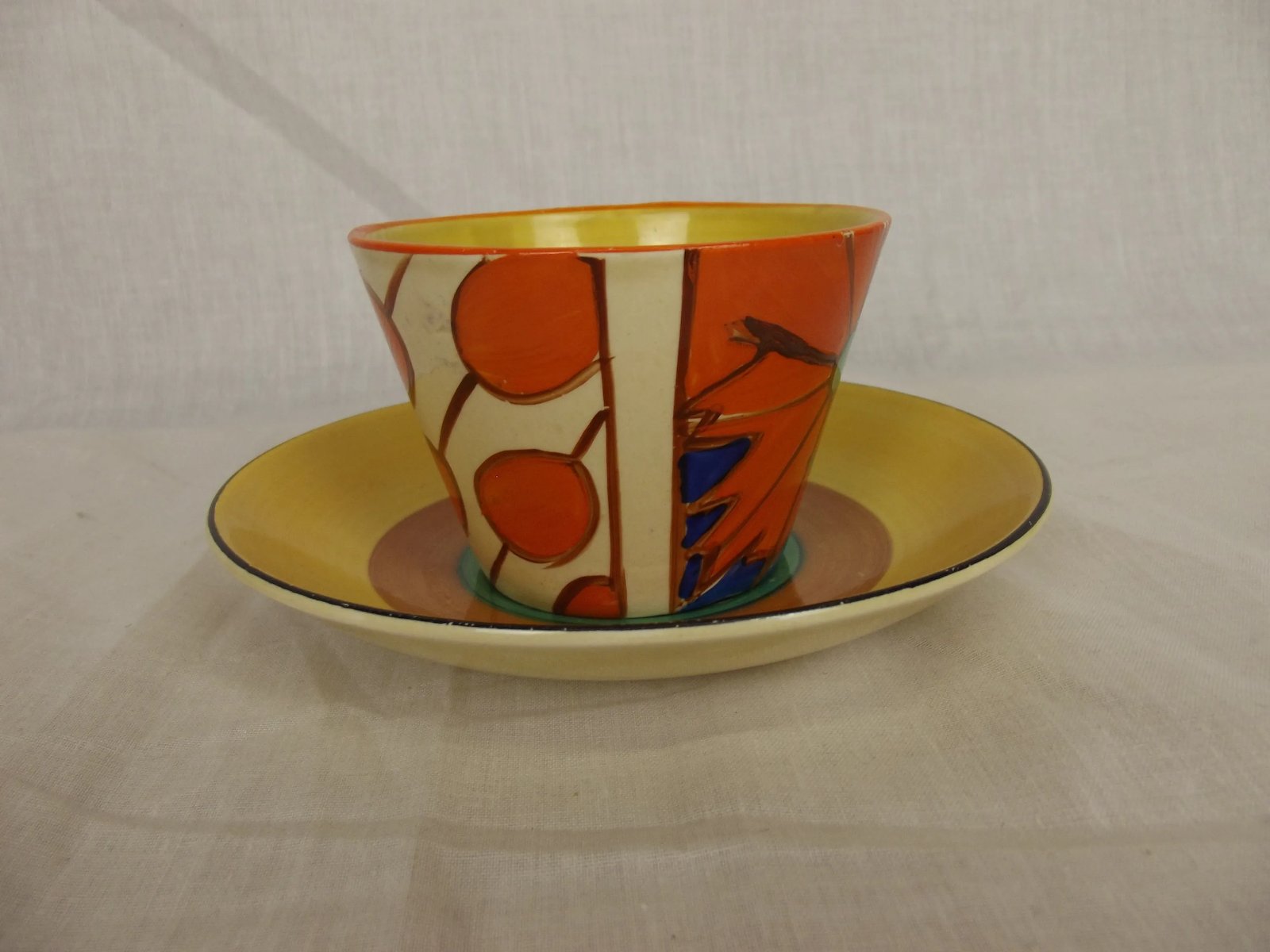 Clarice Cliff Umbrellas And Rain Tea Cup & Gayday Saucer