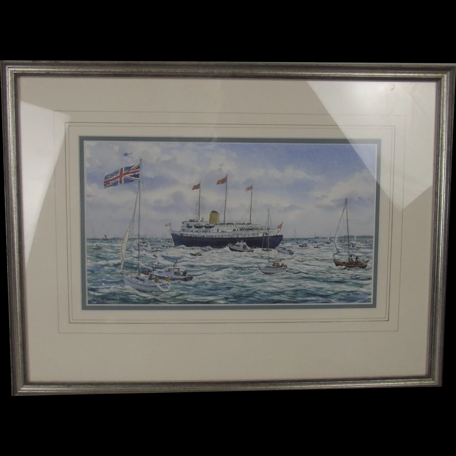 Colin Baxter Watercolour HMY Britania At Spithead D-Day 50th Anniversary Fleet Review