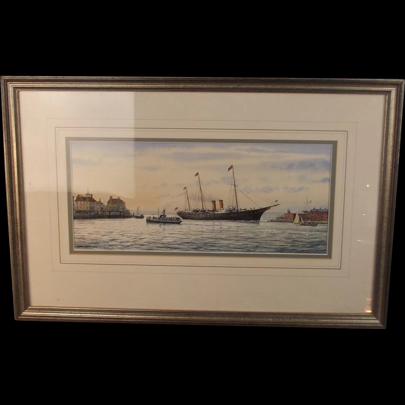 Colin Baxter Watercolour HMY Victoria & Albert III Entering Portsmouth Harbour