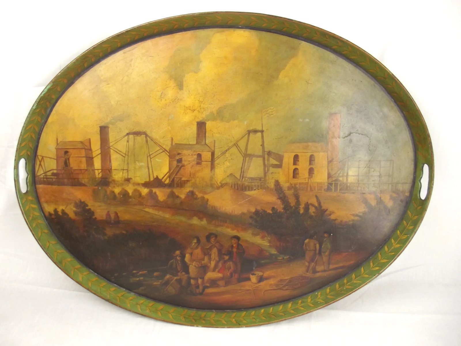 Collrcok Dale Painted tray c1820 smelting works
