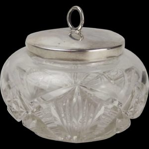 Cut Glass Sugar Bowl With Sterling Silver Lid c1905