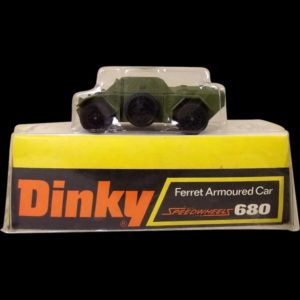 Dinky Toys No. 680 Green Version Ferret Armoured Car, Boxed #4