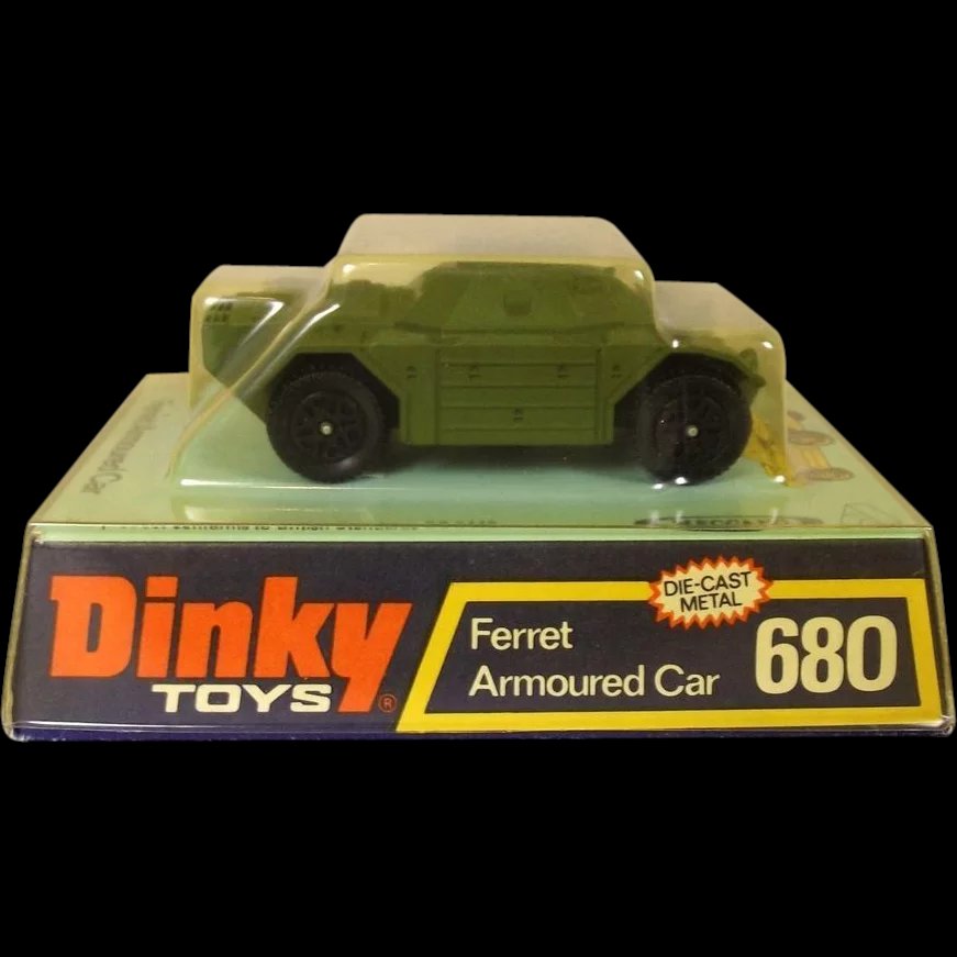 Dinky Toys No. 680 Green Version Ferret Armoured Car, Boxed #3