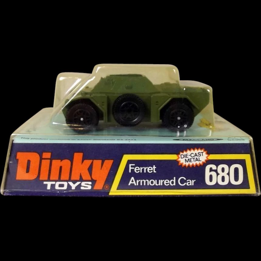 Dinky Toys No. 680 Green Version Ferret Armoured Car, Boxed #2