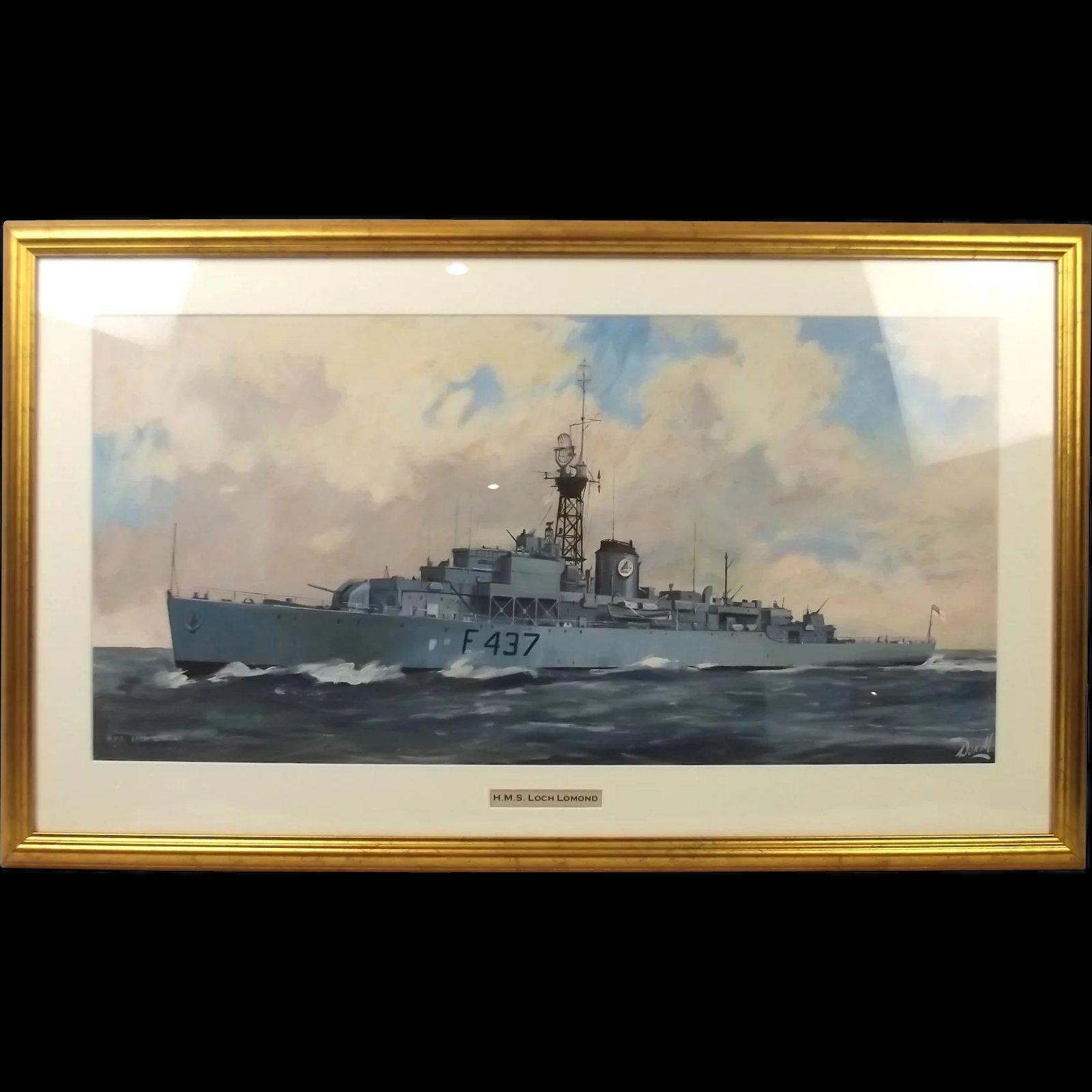 Don Micklethwaite Watercolour Of Frigate HMS Loch Lomond