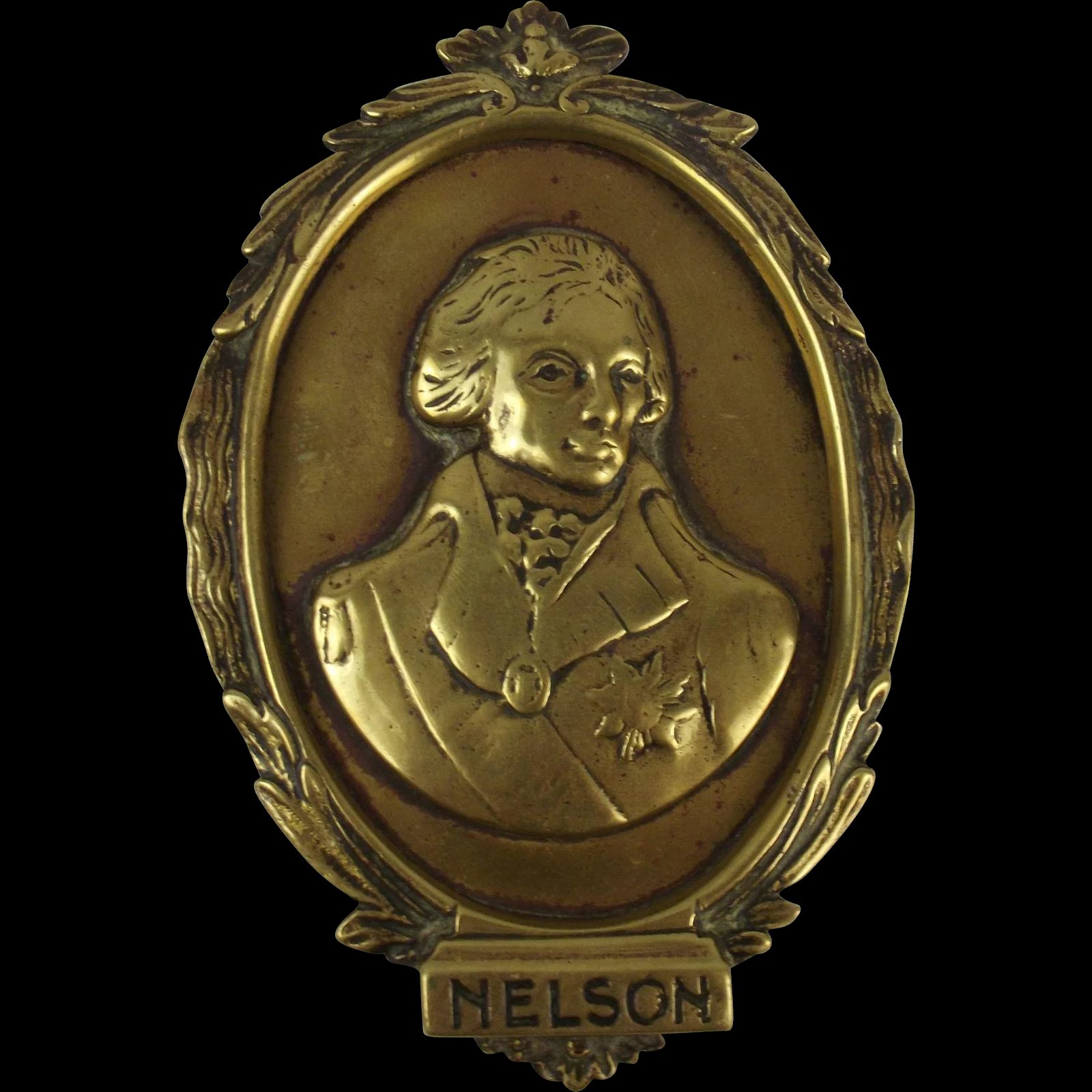 Early 19th Century Brass Plaque Of Lord Nelson