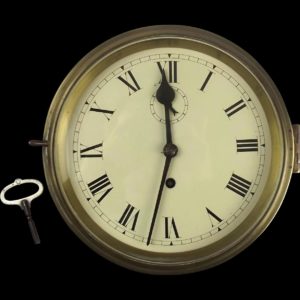 Early 20th Century Chain Fusee Naval Brass Bulkhead Wall Clock