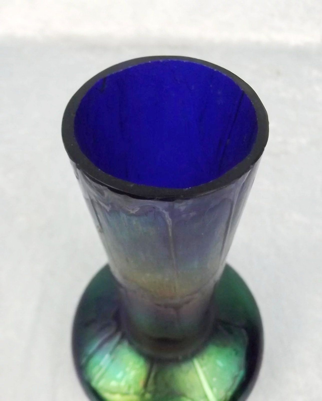 Early 20th Century Cobalt Blue Iridescent Glass Vase Attributed To Pallme Konig - Image 4