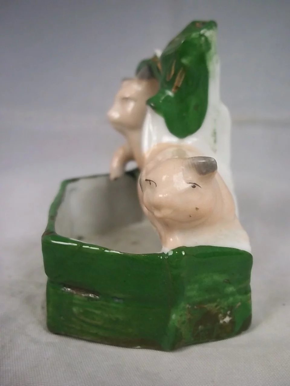 Early 20th Century German Novelty Ornament: Two Pigs At Trough - Image 5