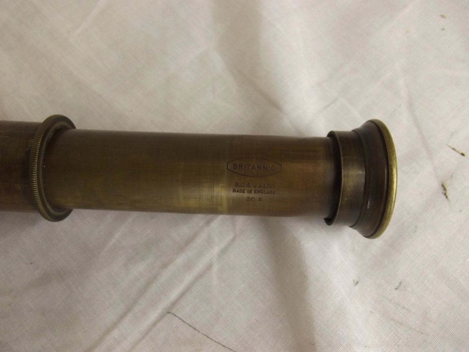 Early 20th Century Leather Bound Brass Two Draw Britannic By Broadhurst, Clarkson & Co.