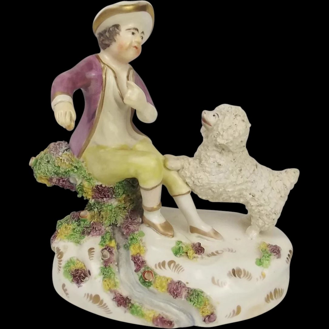 Early Staffordshire c1820 Figurine Of A Man With His Poodle