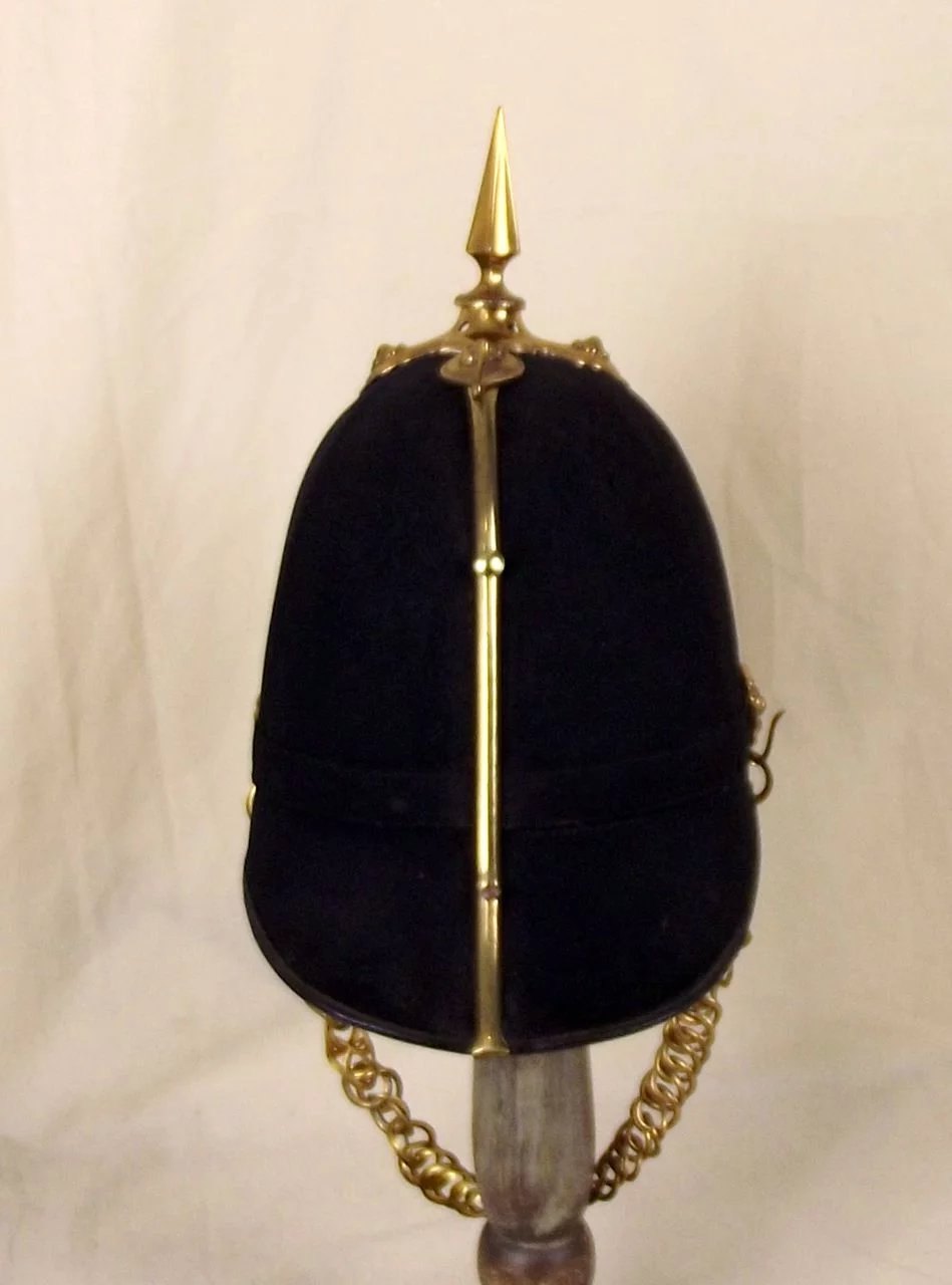 Edwardian Cheshire Regiment Spiked Black Cloth Spikehelmet - Image 6