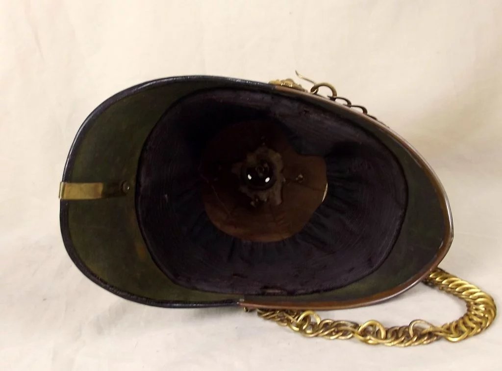 Edwardian Cheshire Regiment Spiked Black Cloth Spikehelmet - Image 9