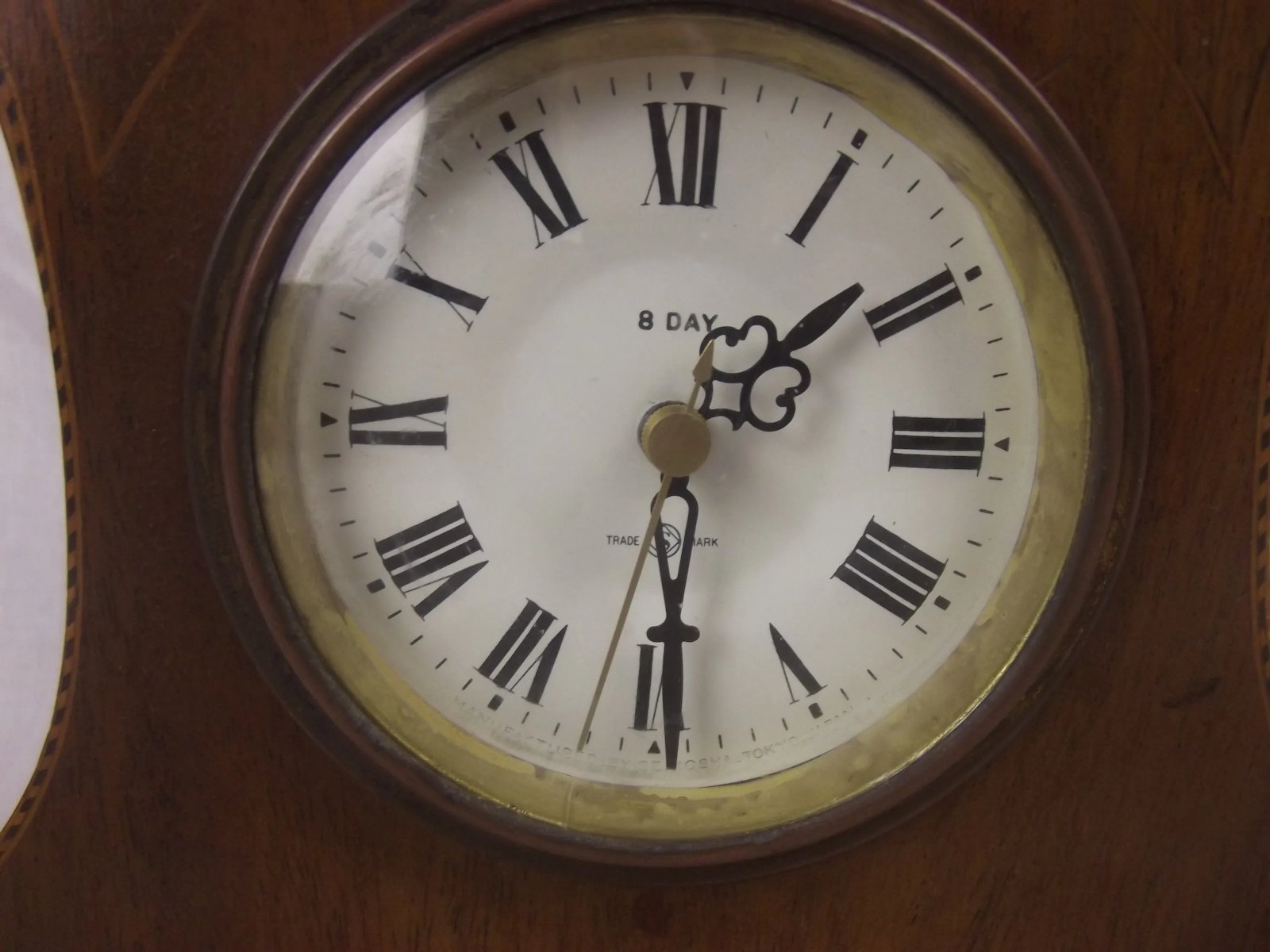 Edwardian Inlaid Mahogany Mantel Clock With Replaced Quartz Movement - Image 2