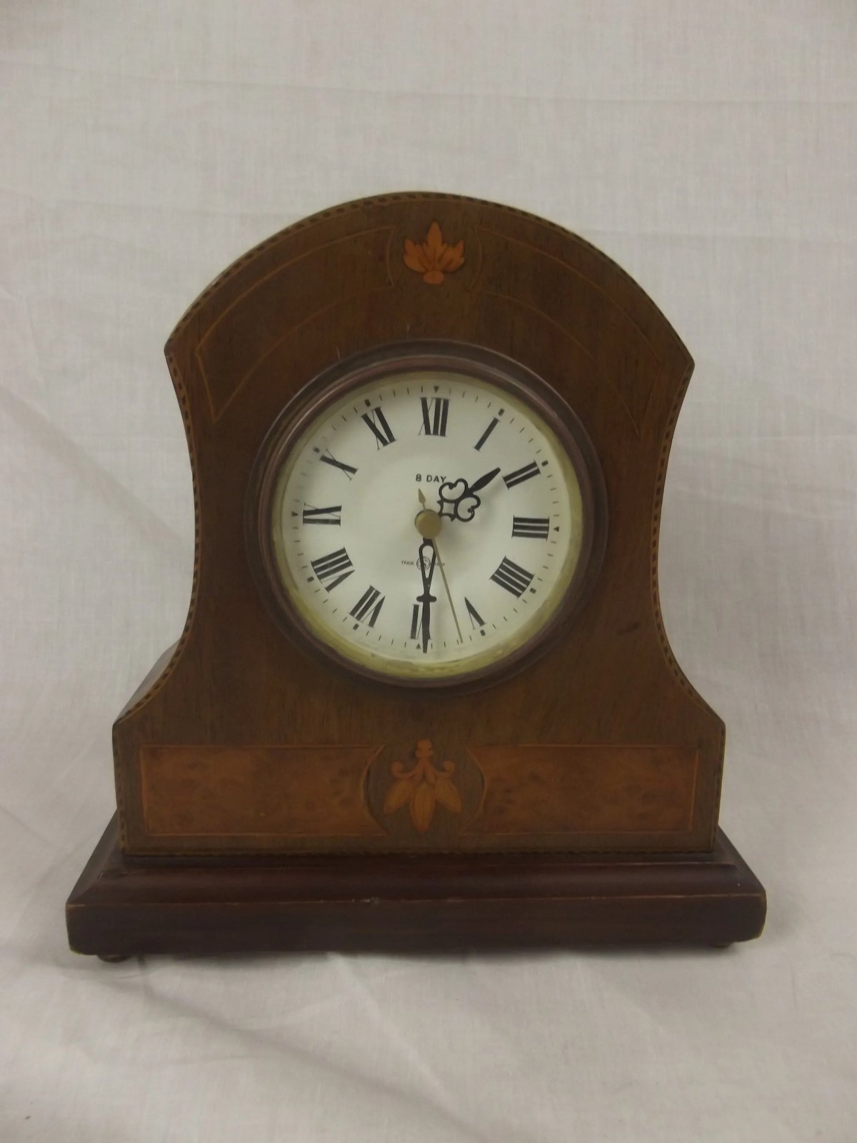 Edwardian Inlaid Mahogany Mantel Clock With Replaced Quartz Movement - Image 4