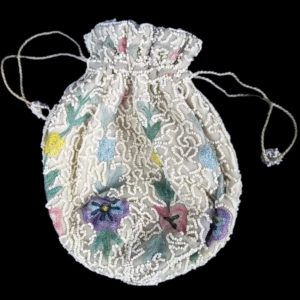 Edwardian c1910 Beadwork Ladies Drawstring Purse/Pouch Hand Made in Belgium