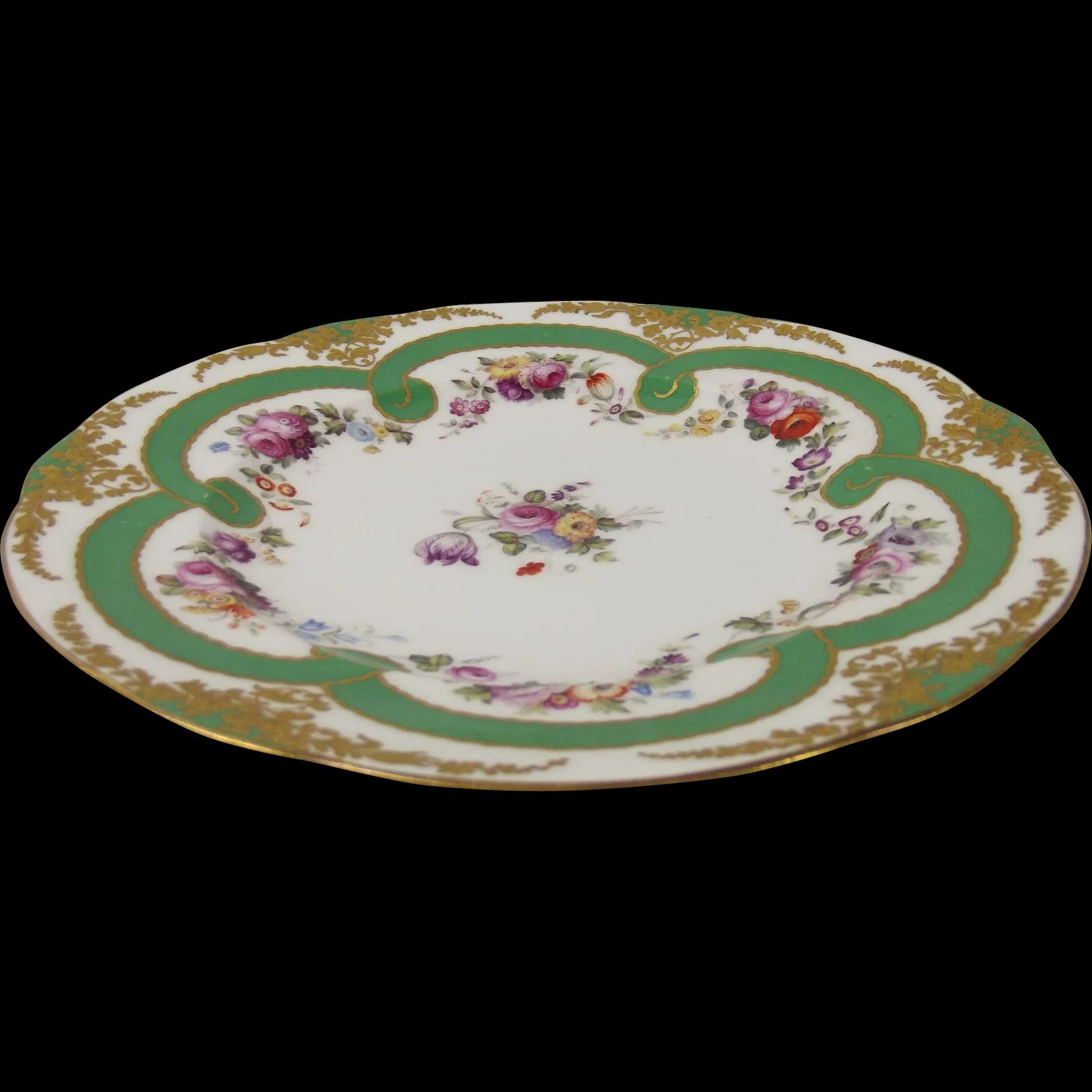 Exquisite Hand Painted Porcelain Plate, Sevres Style Late 1700s