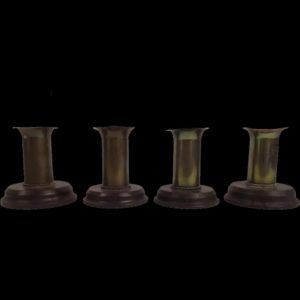 Four WWI Trench Art Candlesticks Of Brass & Bakelite