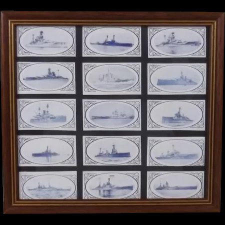 Framed Abbey Grange Hotel "Fighting Vessels" 15 Collectors Cigarette Card