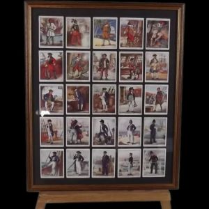 Framed Full Original Set Of 25 Player's "History Of Naval Dress" Cigarette Cards