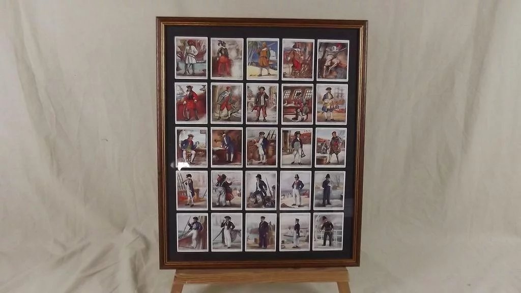 Framed Full Original Set Of 25 Player's "History Of Naval Dress" Cigarette Cards - Image 2