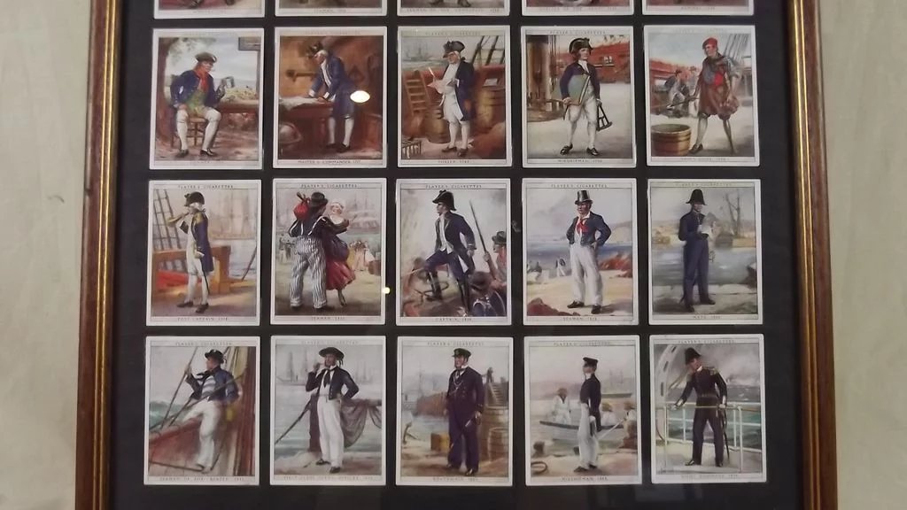 Framed Full Original Set Of 25 Player's "History Of Naval Dress" Cigarette Cards - Image 4
