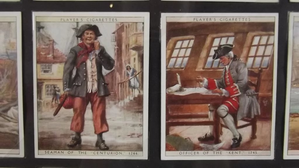Framed Full Original Set Of 25 Player's "History Of Naval Dress" Cigarette Cards - Image 5