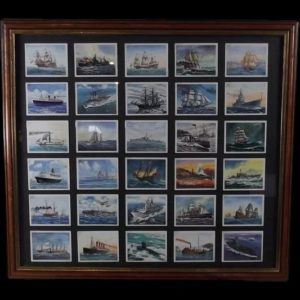 Framed Full Set of 30 Tom Thumb "Britain's Maritime History" Cigarette Cards