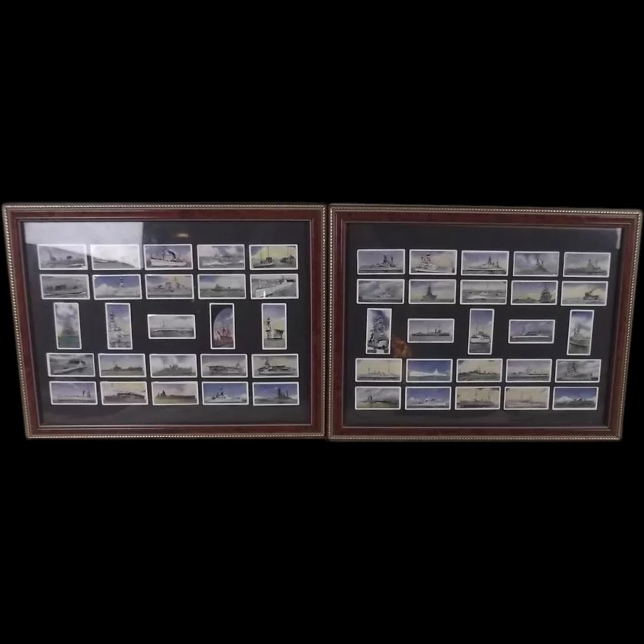 Framed Full Set Of Original Carreras Ltd. "OUR NAVY" 50 Cigarette Cards 1937