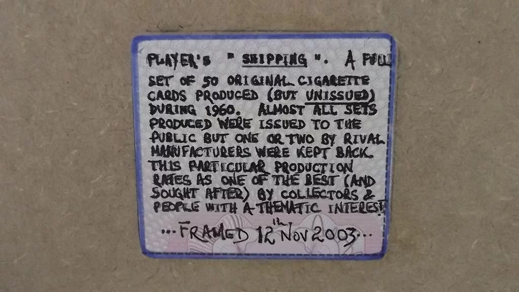 Framed Full Set of Original Player’s “Shipping” Cigarette Cards 1960 - Image 6