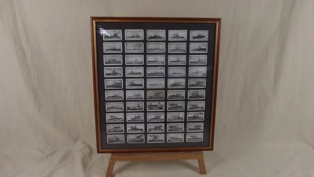 Framed Original Full Set Of 50 Stephen Mitchell "British Warships" Cigarette Cards 1915 - Image 2