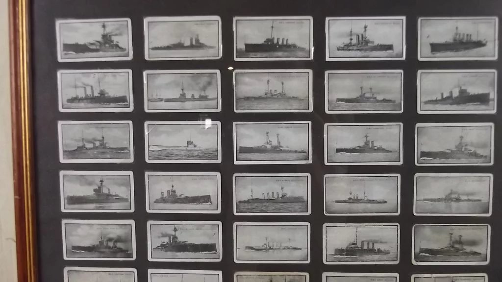 Framed Original Full Set Of 50 Stephen Mitchell "British Warships" Cigarette Cards 1915 - Image 4