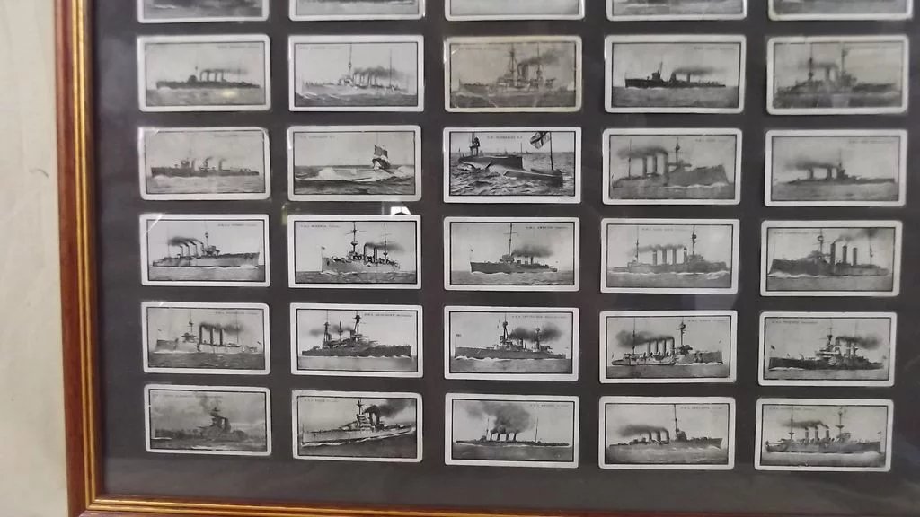 Framed Original Full Set Of 50 Stephen Mitchell "British Warships" Cigarette Cards 1915 - Image 5