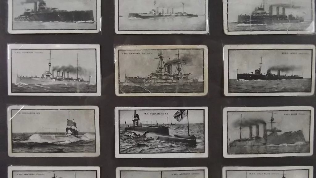 Framed Original Full Set Of 50 Stephen Mitchell "British Warships" Cigarette Cards 1915 - Image 6