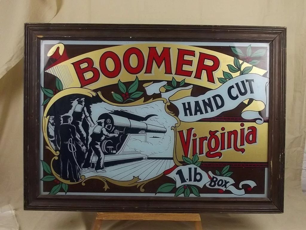 Framed Pub Tobacco Advertising Sign Boomer Hand Cut Virginia - Image 2