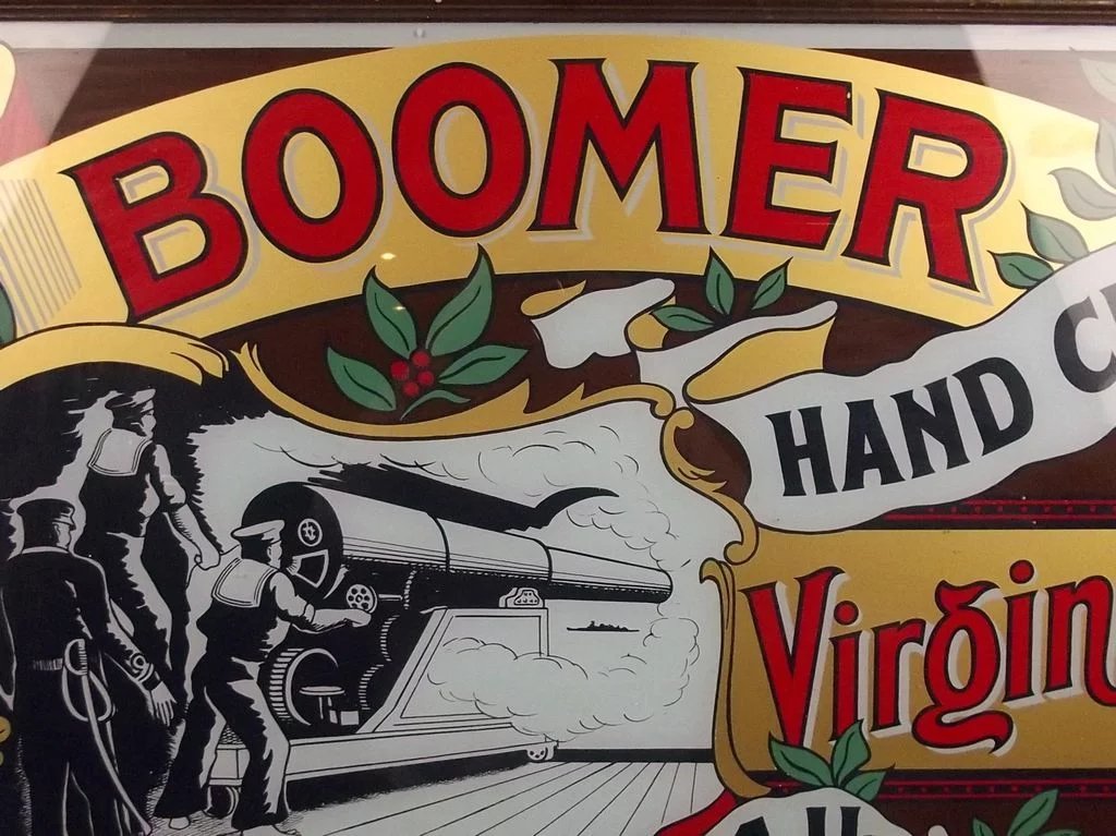 Framed Pub Tobacco Advertising Sign Boomer Hand Cut Virginia - Image 5