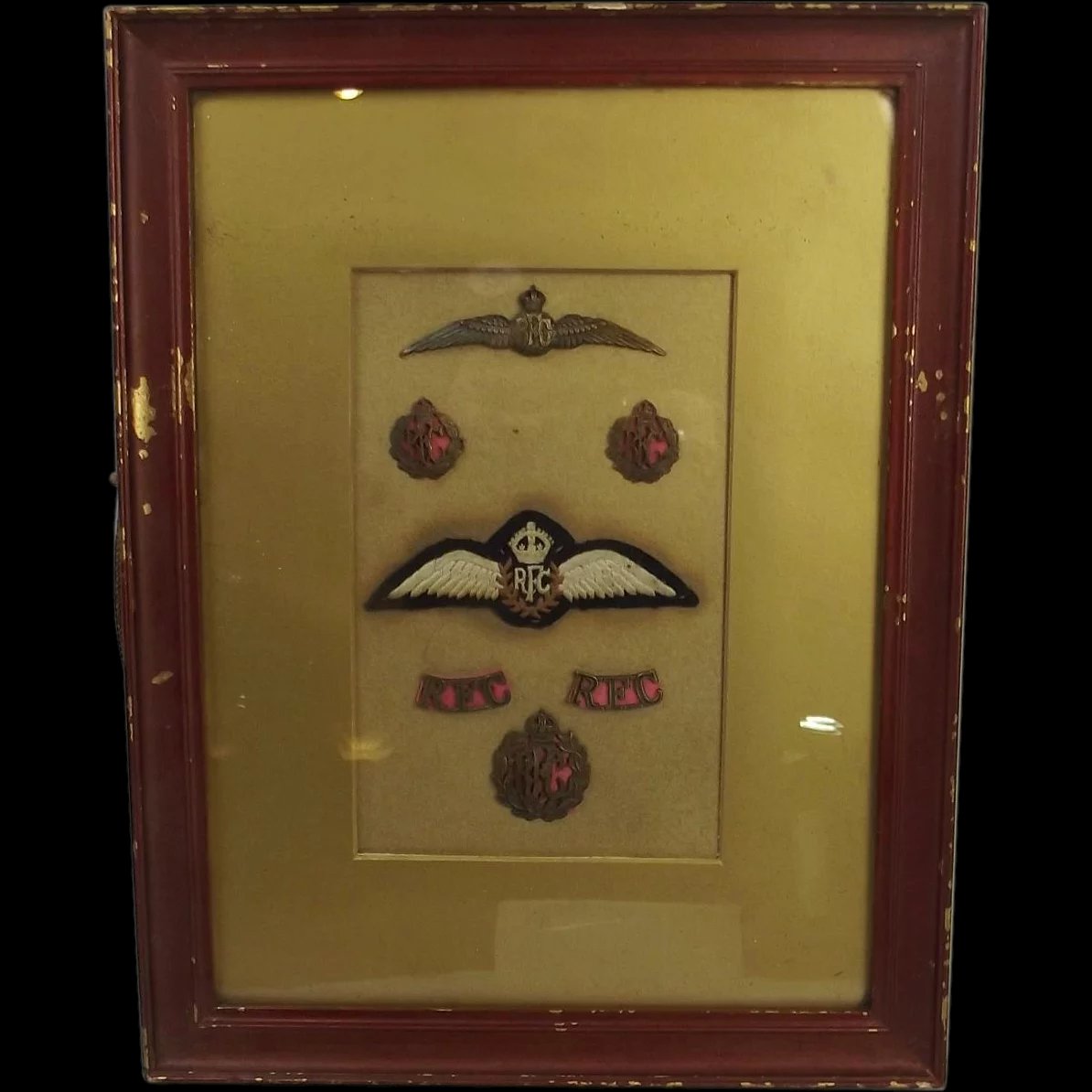 Framed Royal Flying Corps Officers Badge Set #1