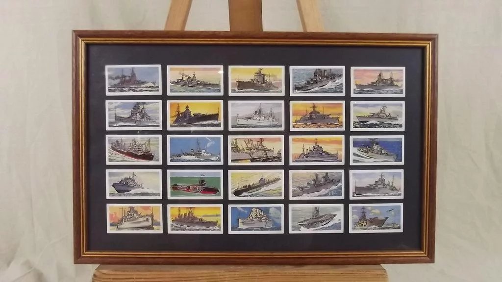 Framed Set Of Original 25 Rington's "Ships Of The Royal Navy" Cigarette Cards - Image 2