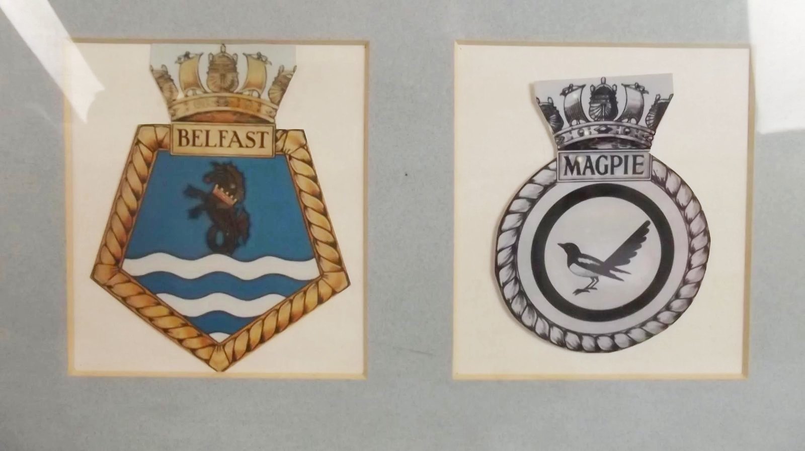 Framed Set of Photographs of Various Royal Navy Ships Including HMS Belfast - Image 4