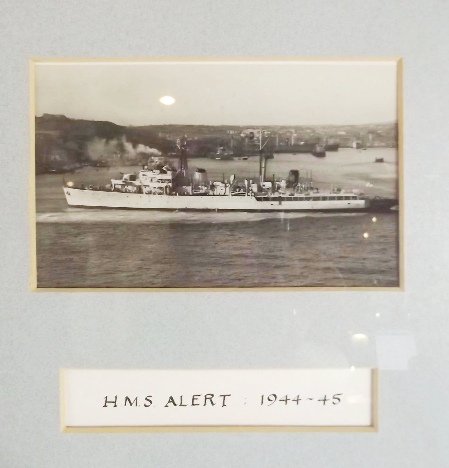 Framed Set of Photographs of Various Royal Navy Ships Including HMS Belfast - Image 6