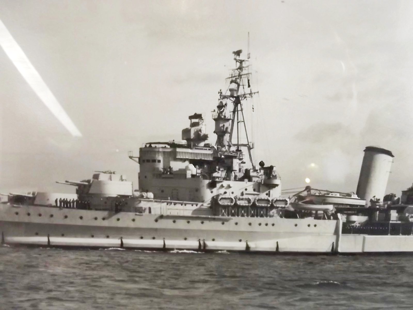Framed Set of Photographs of Various Royal Navy Ships Including HMS Belfast - Image 7