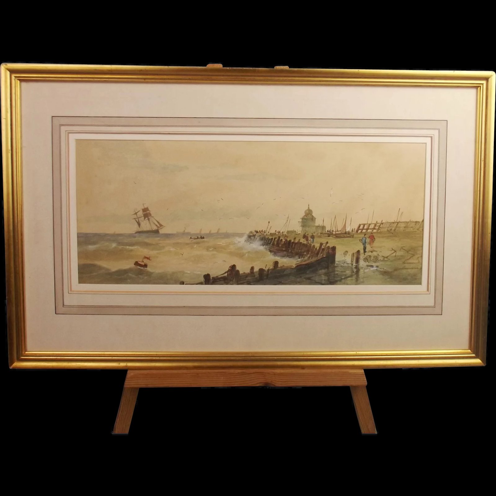 Framed “Off Calais” in the style of Thomas Bush Hardy