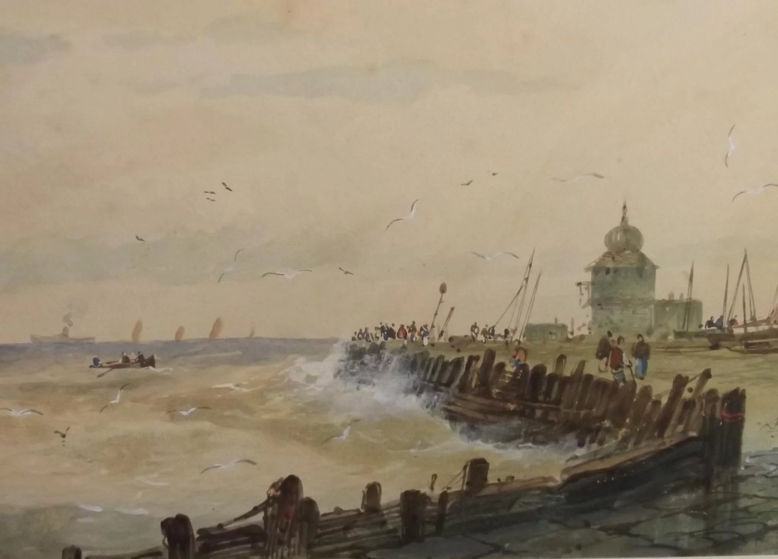 Framed “Off Calais” in the style of Thomas Bush Hardy - Image 6
