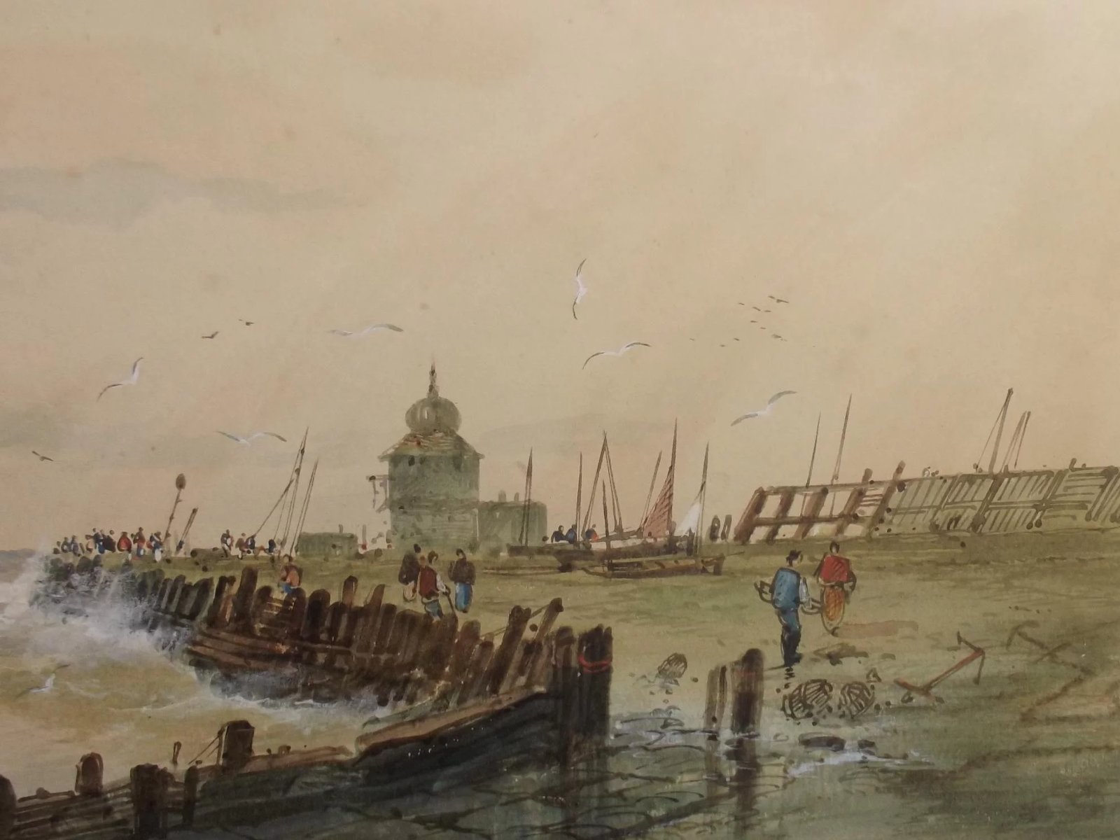 Framed “Off Calais” in the style of Thomas Bush Hardy - Image 7