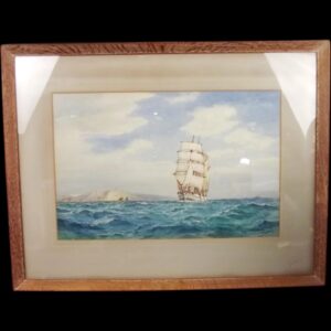 Frederick James Aldridge (British, 1850-1933) – Clipper Off The Needles – Framed Watercolour