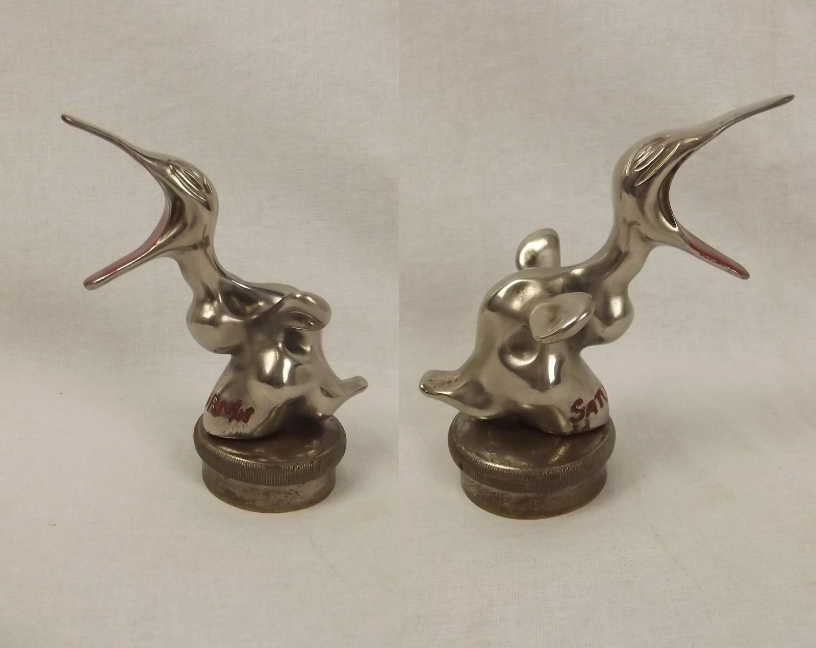 French Duck Car Hood Ornament With Publicity Poster - Image 3