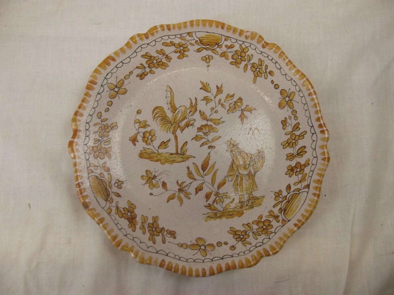 French Faience Plate c1800 Bird & Flowers - Image 2