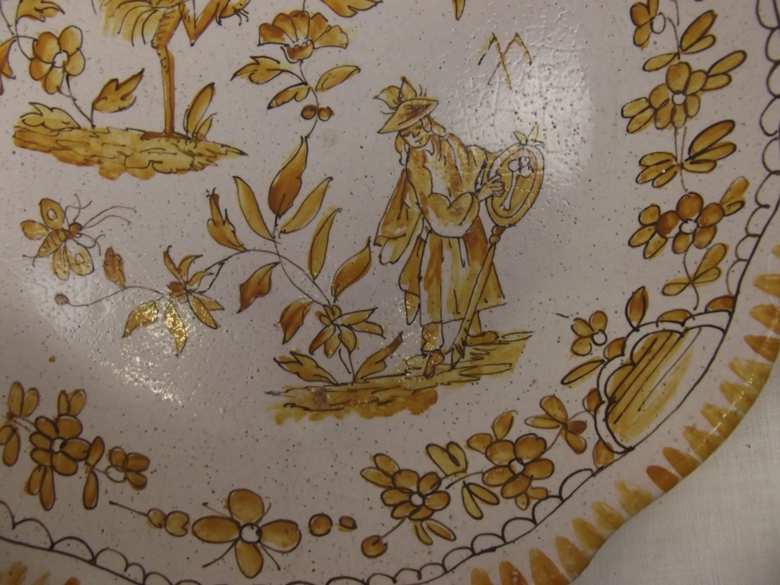 French Faience Plate c1800 Bird & Flowers - Image 4