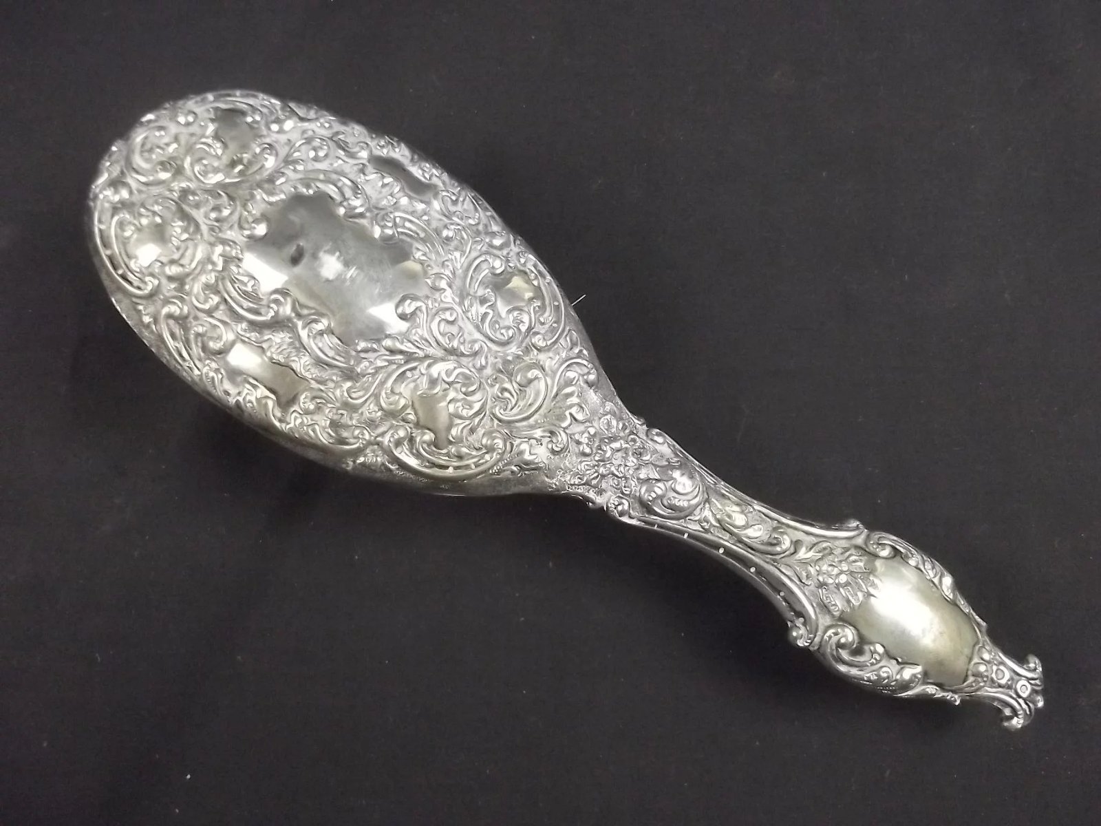 French Late 19th To Early 20th Century Silver Hairbrush - Image 2